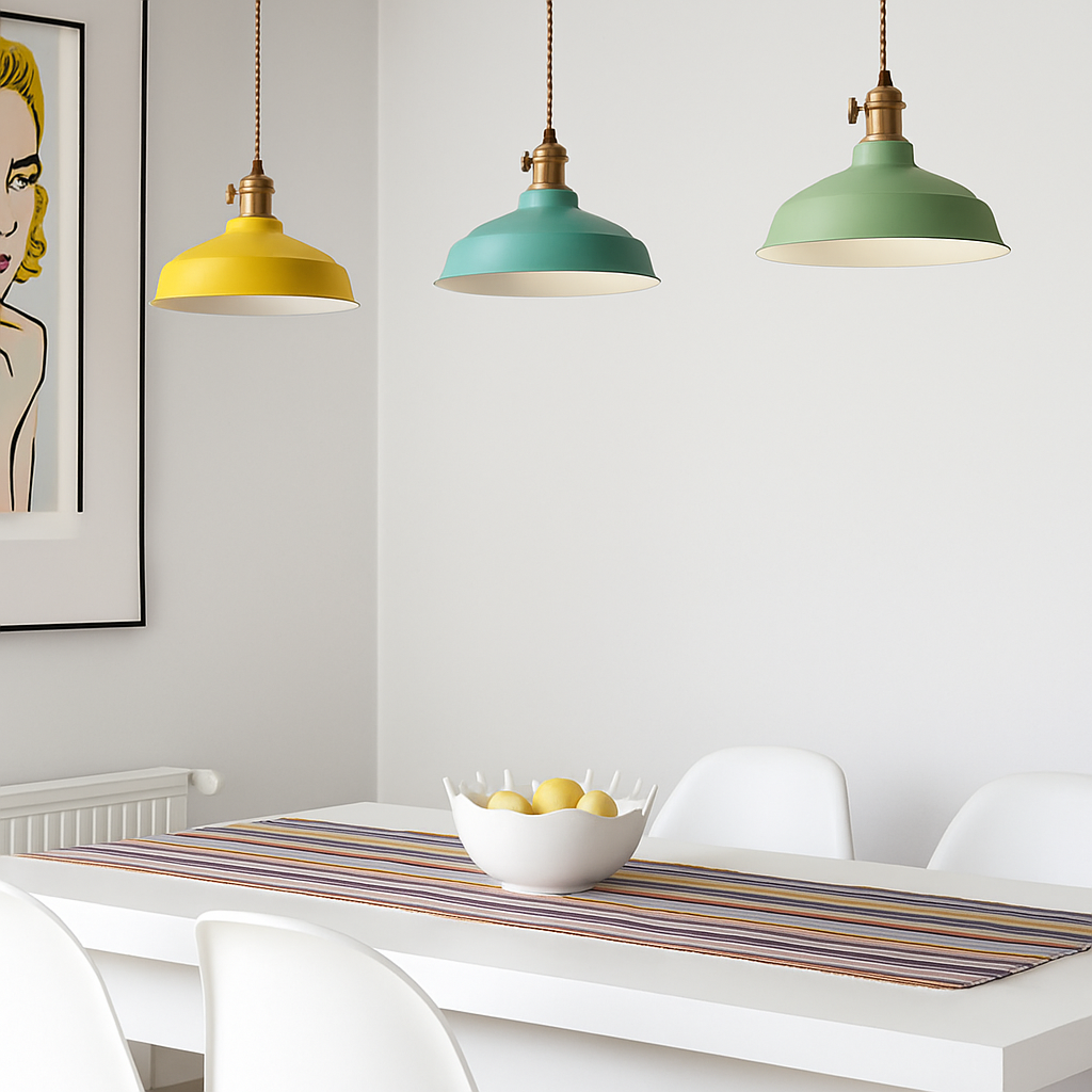 Coloured metal LED pendant light loft - vue 5 sur 11