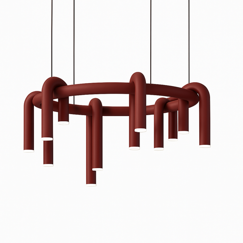 Adjustable artistic u-tube LED pendant light - vue 7 sur 13