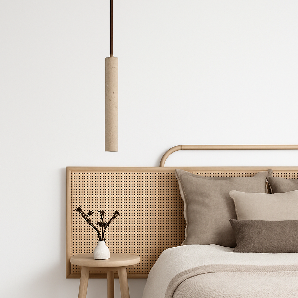 Long tube LED pendant light in wood, Japanese style, quiet, bedside or ceiling lamp, retro modern, G9 replaceable - 8761975636314