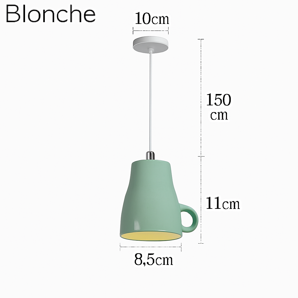 Modern LED pendant light in the shape of a tipped coffee cup - vue 16 sur 24