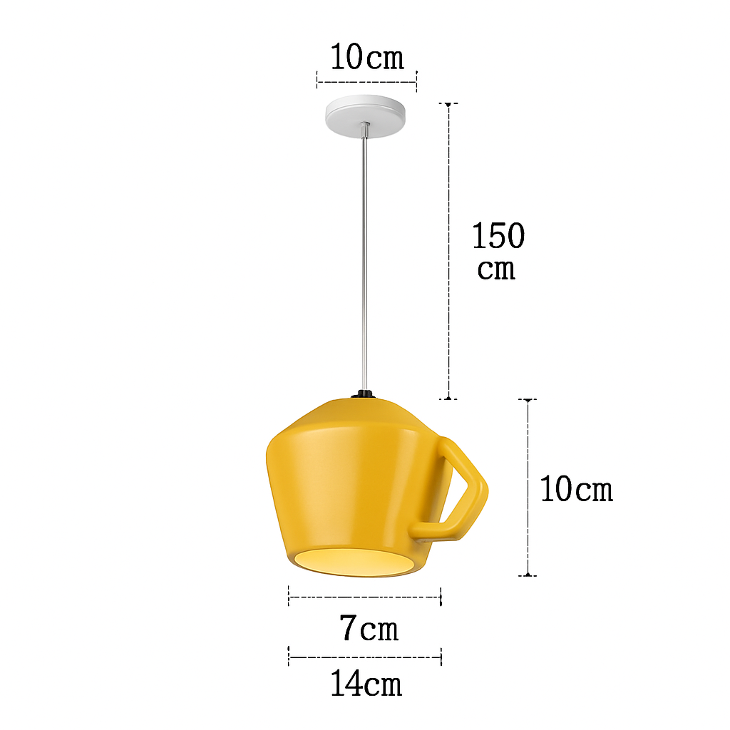 Modern LED pendant light in the shape of a tipped coffee cup - vue 23 sur 24