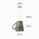 Modern LED pendant light in the shape of a tipped coffee cup