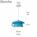 Modern LED pendant light in the shape of a tipped coffee cup