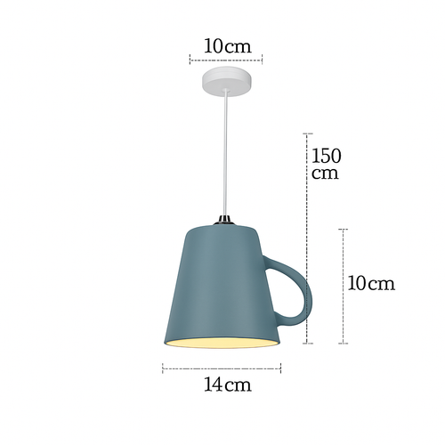 Modern LED pendant light in the shape of a tipped coffee cup - vue 7 sur 24