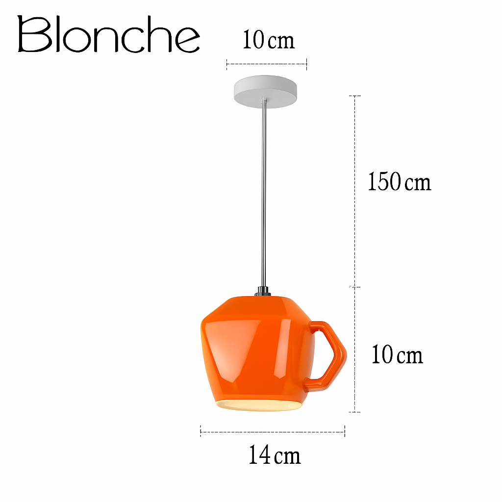 Modern LED pendant light in the shape of a tipped coffee cup - vue 9 sur 24