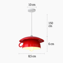 Modern LED pendant light in the shape of a tipped coffee cup