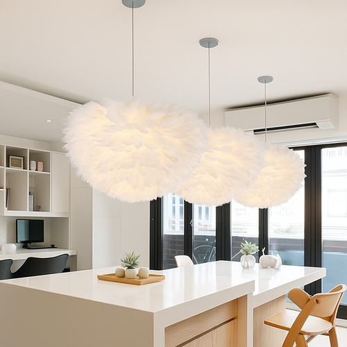 Modern white floral LED pendant light - vue 2 sur 5