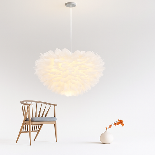 Modern white floral LED pendant light - vue 3 sur 5