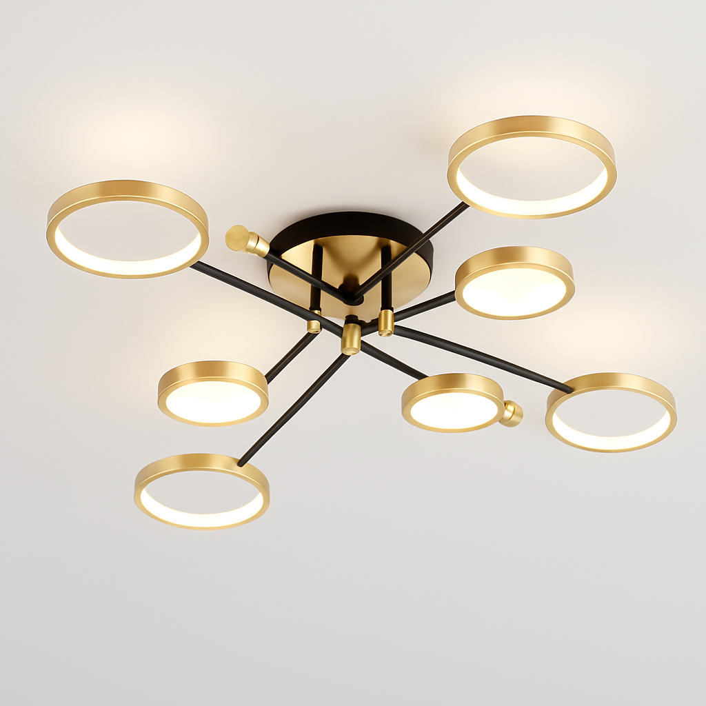 Modern gold and black LED pendant light with dimmer and remote - 8616465793370
