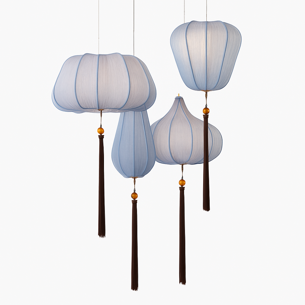 Chinese style fabric LED pendant light