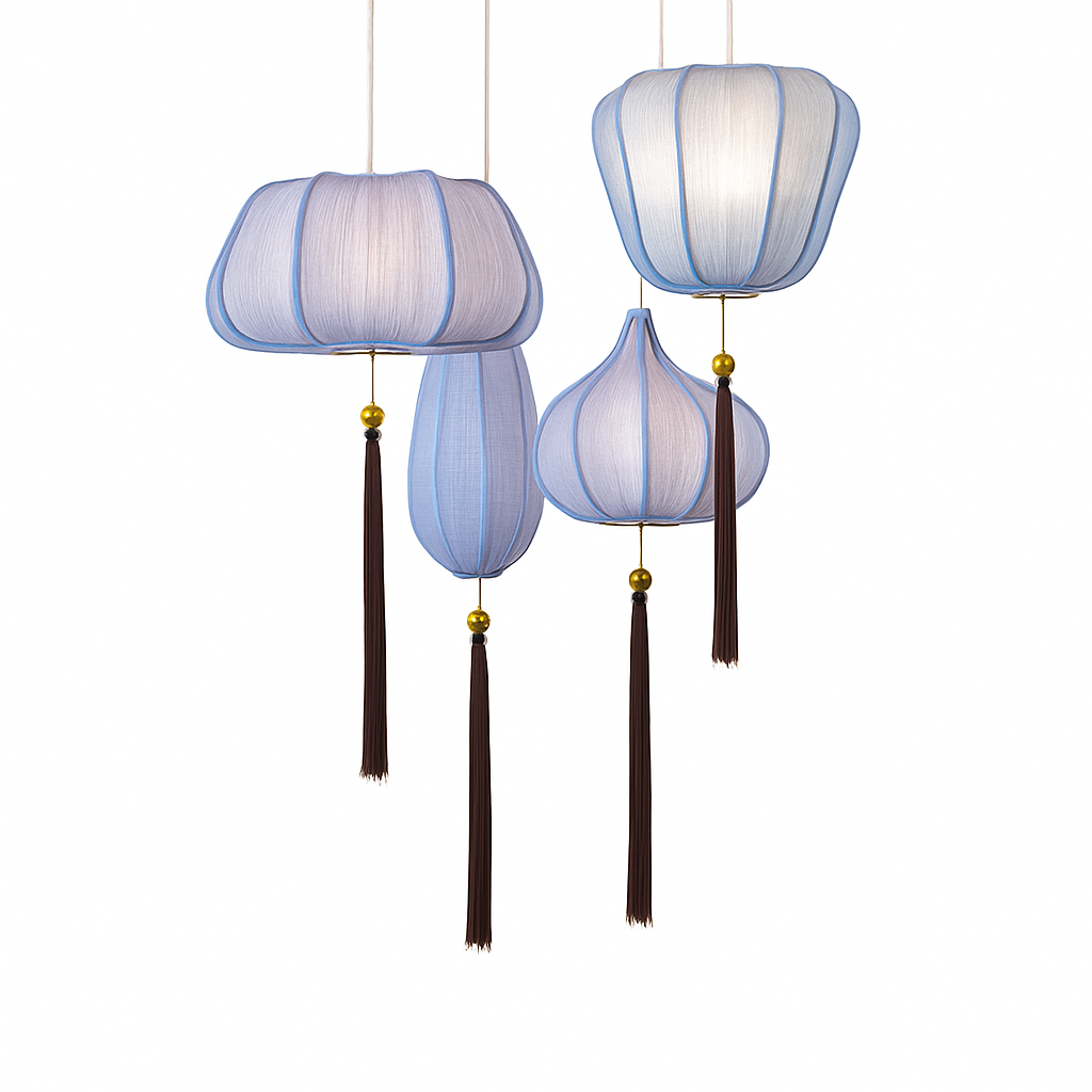 Chinese style fabric LED pendant light