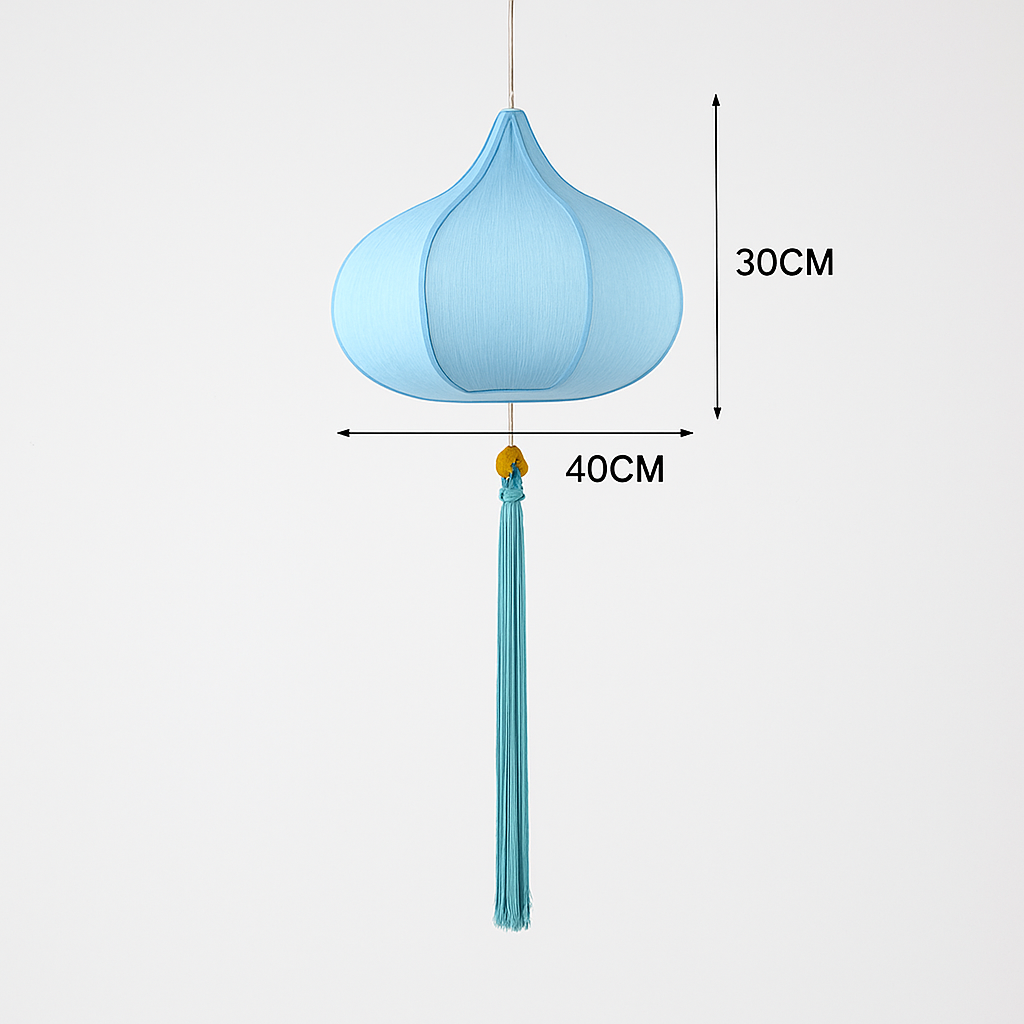 Chinese style fabric LED pendant light - vue 11 sur 18