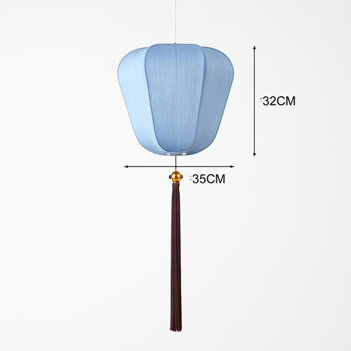 Chinese style fabric LED pendant light - vue 14 sur 18