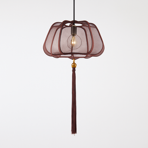Chinese style fabric LED pendant light - vue 15 sur 18