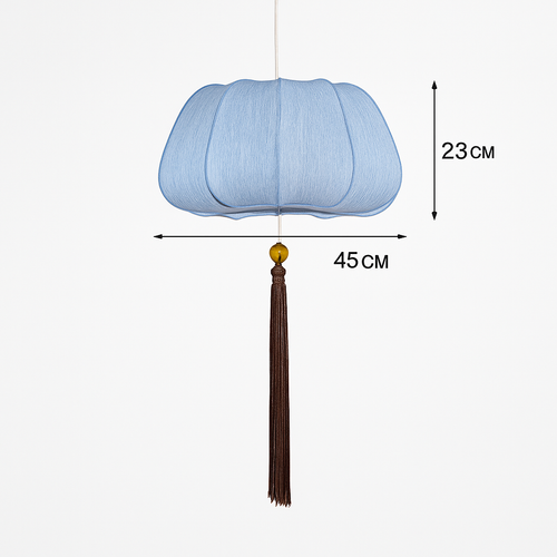 Chinese style fabric LED pendant light - vue 6 sur 18