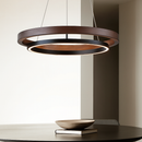 Minimalist round wood-grain pendant light