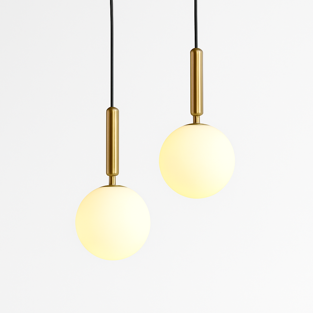 Luxurious pendant lamp with gold ball lampshade