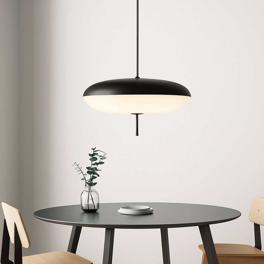 Modern pendant light with flying saucer design