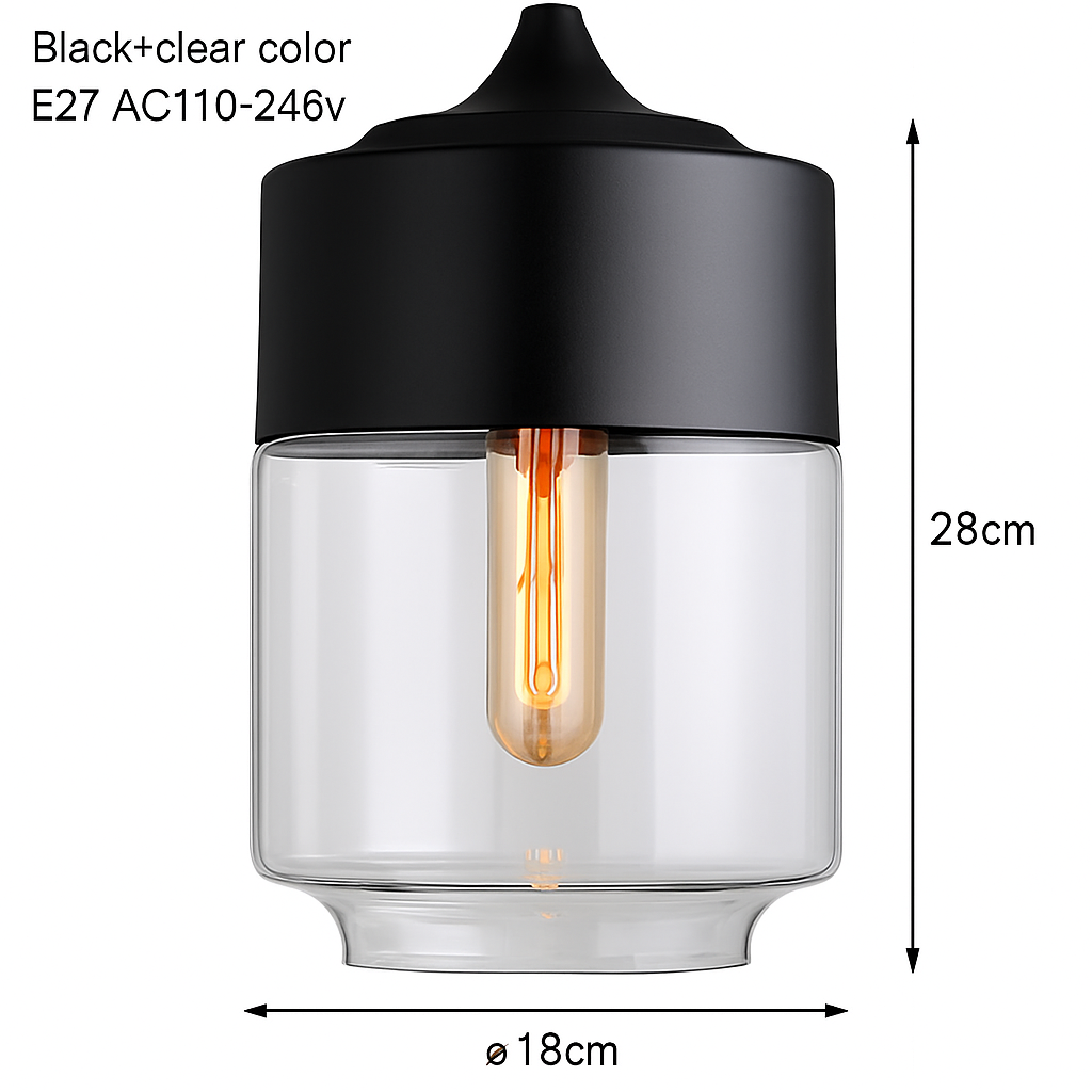 Modern glass and metal loft pendant light - vue 13 sur 21