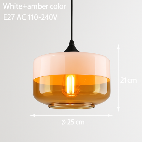 Modern glass and metal loft pendant light - vue 20 sur 21