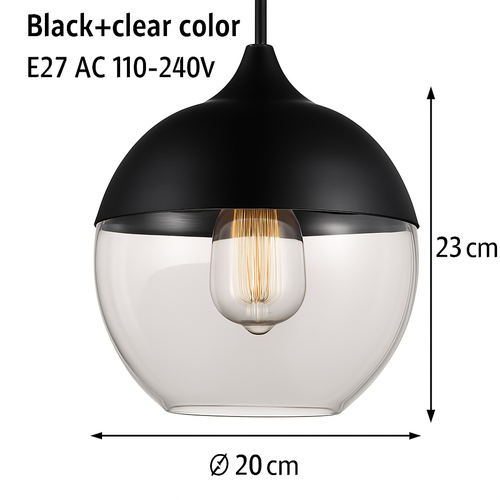 Modern glass and metal loft pendant light - vue 22 sur 21