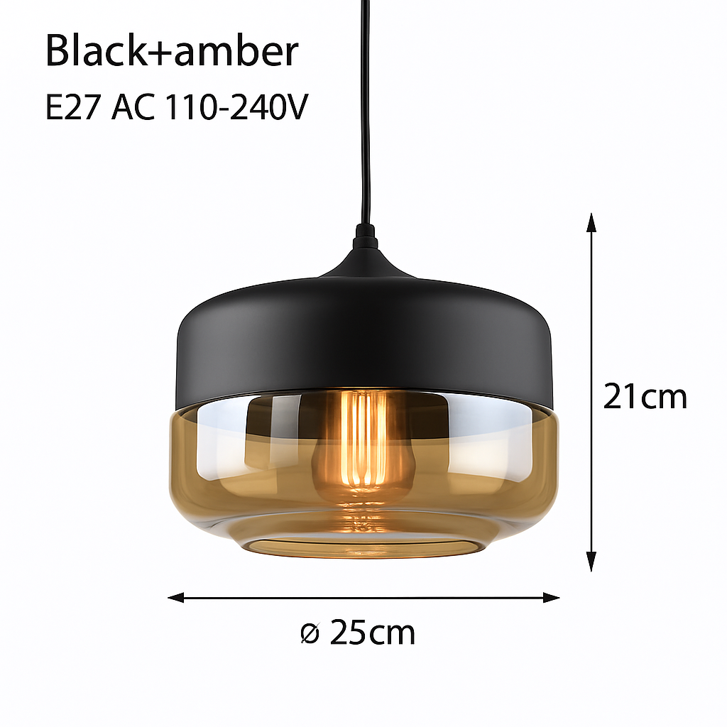 Modern glass and metal loft pendant light - vue 6 sur 21