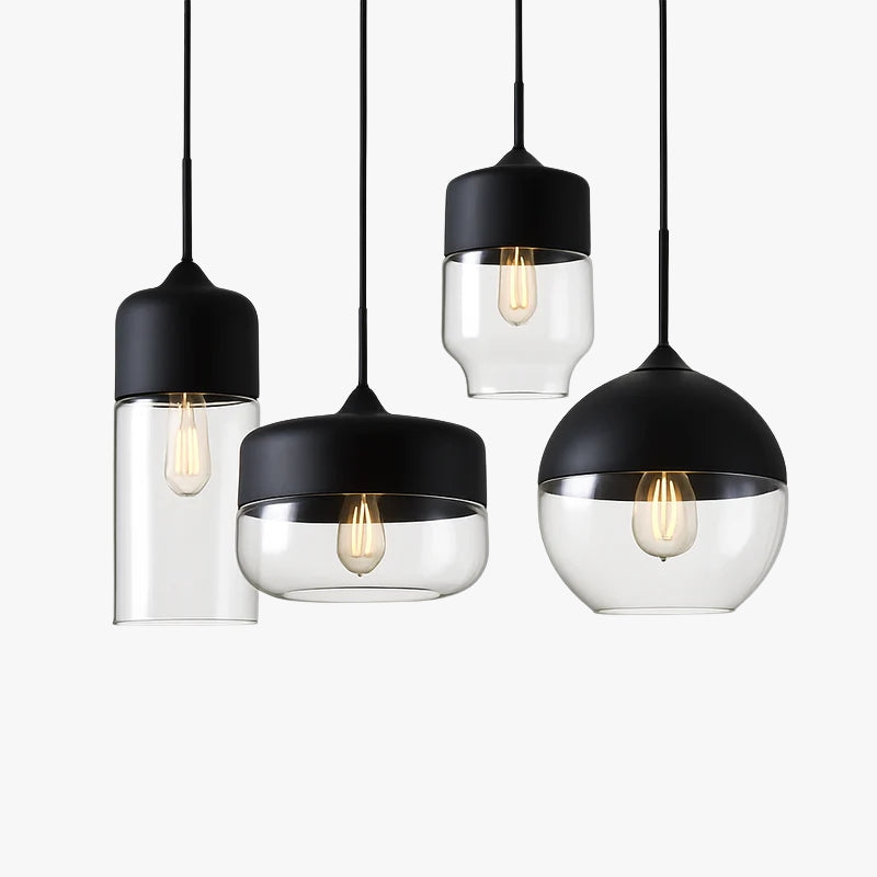 Modern glass and metal loft pendant light