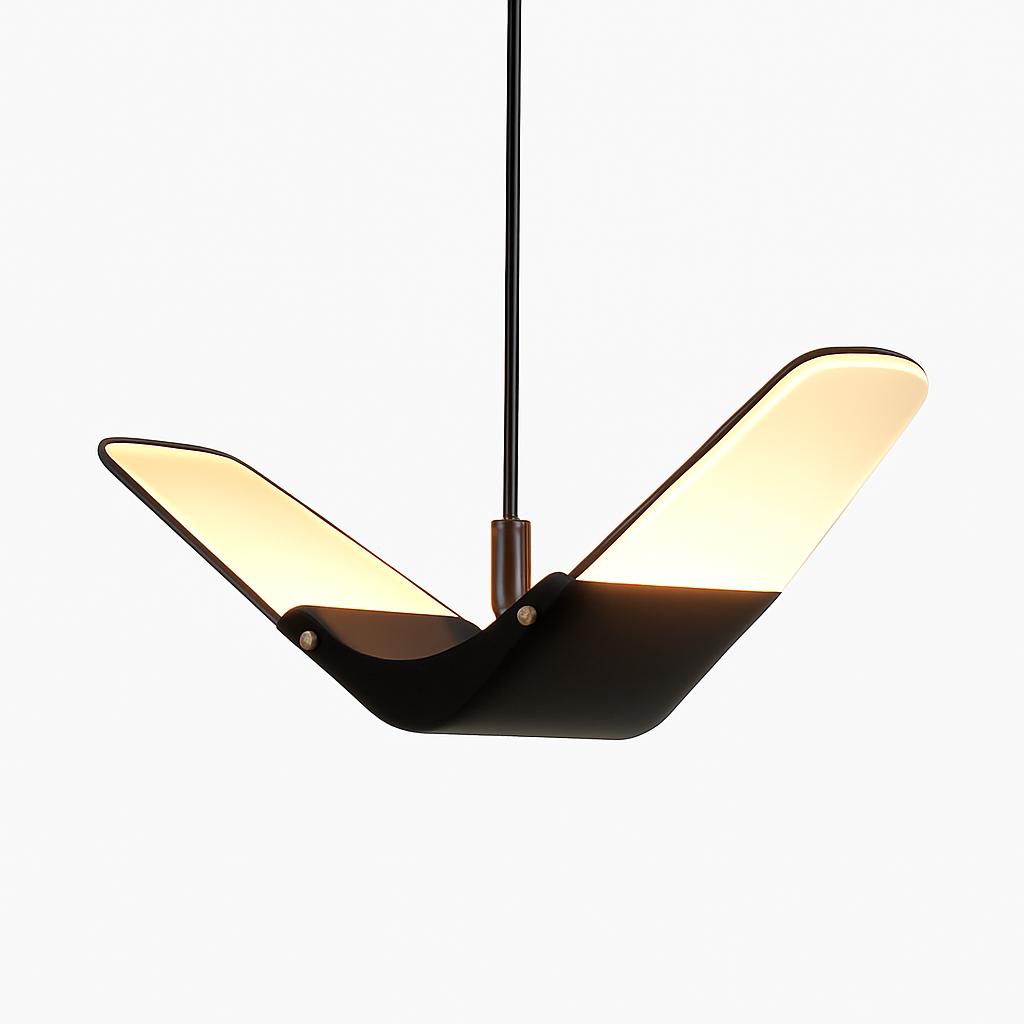 Modern flying bird LED pendant light with tricolour illumination