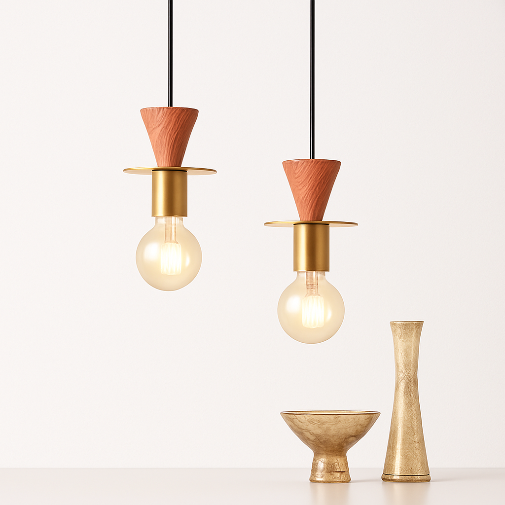 Modern wooden pendant light for bar