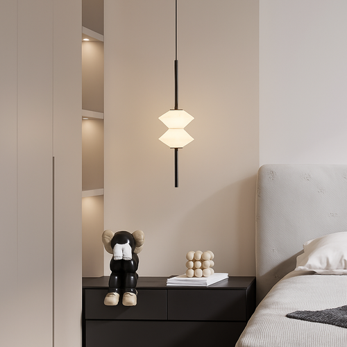 Modern glass pendant light with adjustable metal wire - vue 4 sur 10