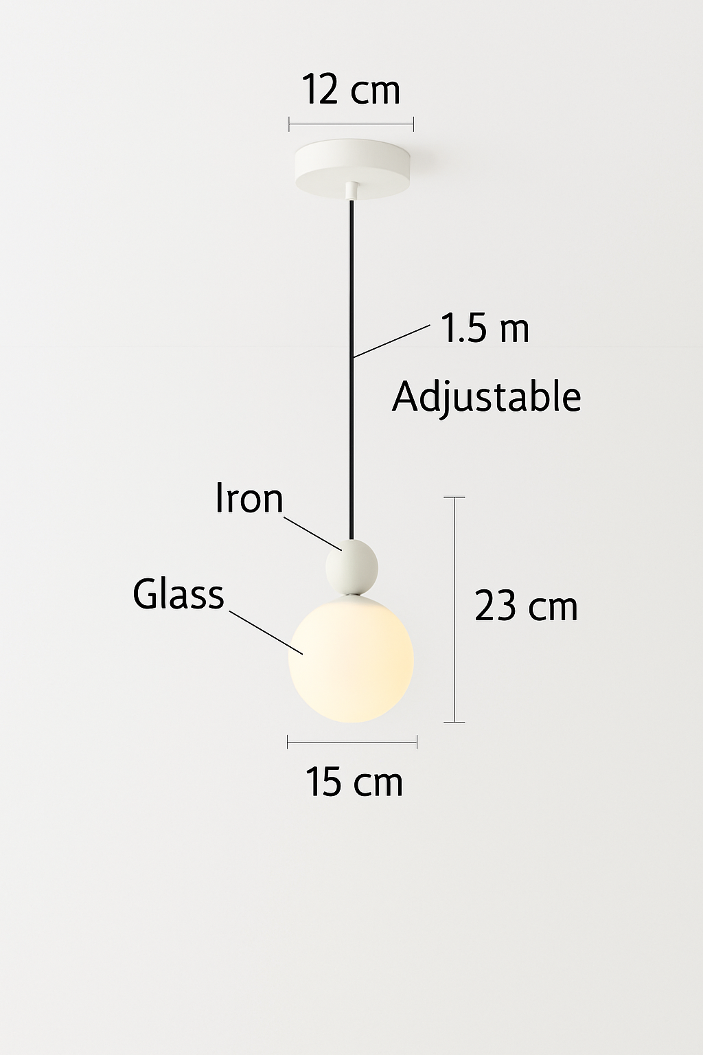 Modern glass pendant light for counter, café, bar lighting