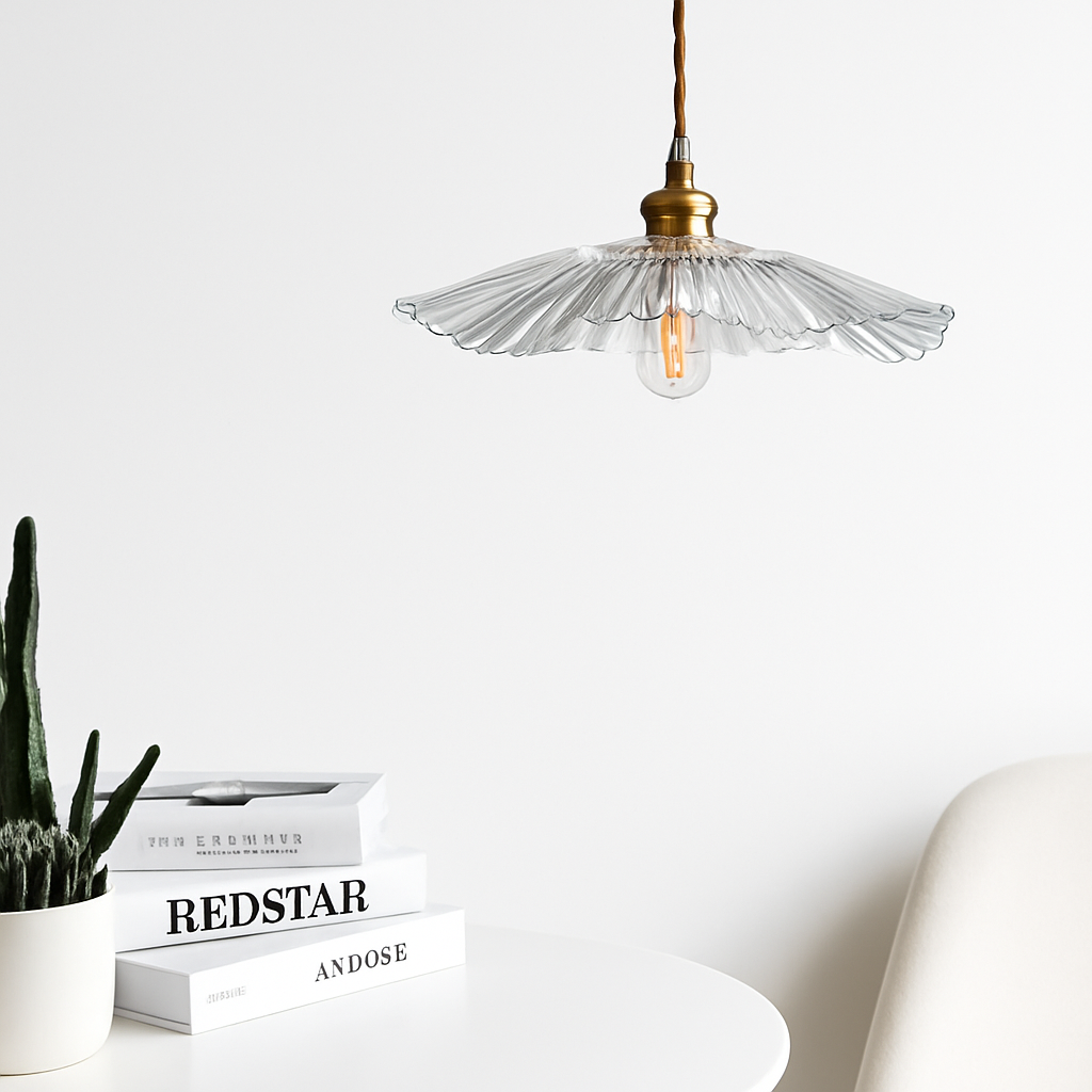 Modern glass flower pendant light for home decor, living room, bedroom, bedside, indoor shop lighting