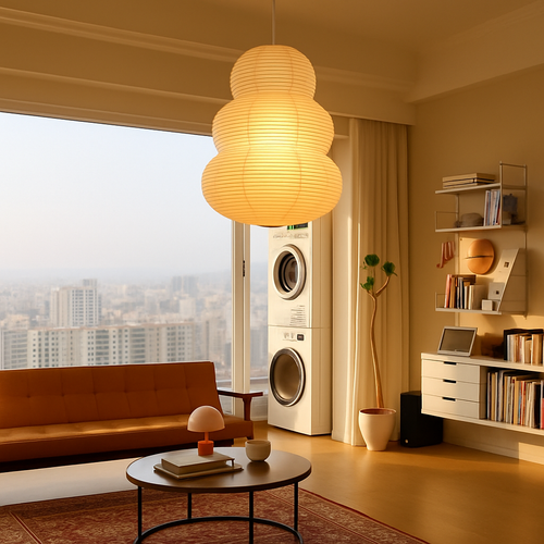 Noguchi rice paper pendant lamp modern style - vue 4 sur 8