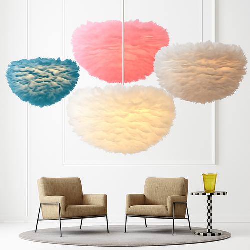 Oval feather pendant light Father - vue 3 sur 2
