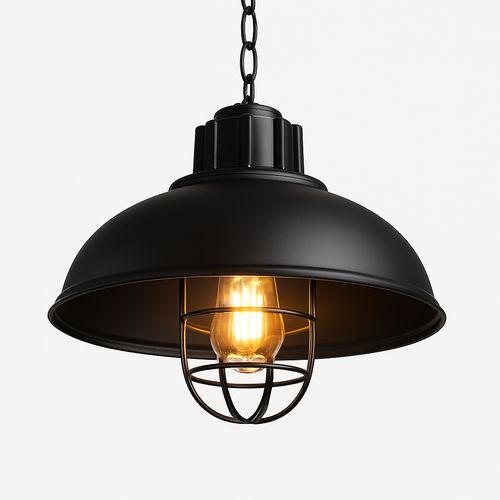 Retro black metal cage pendant light industrial style