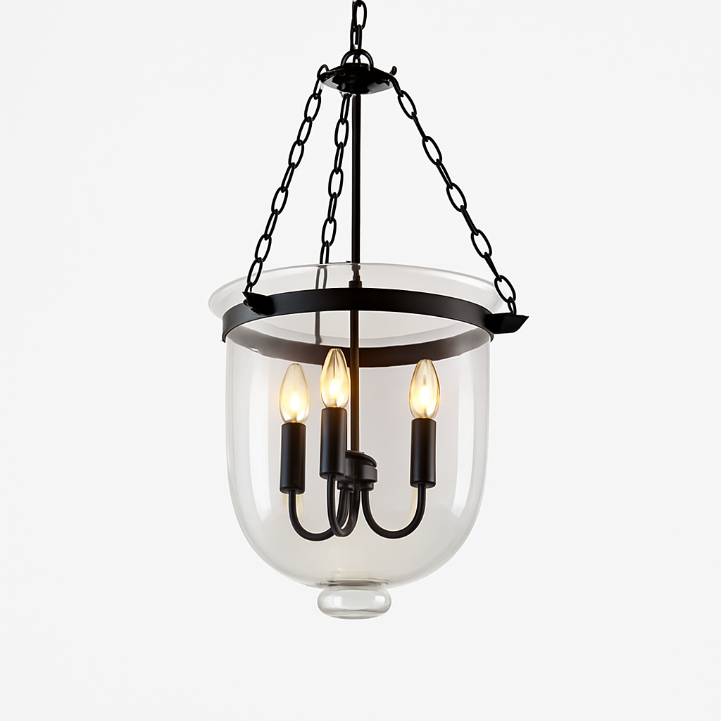 Rustic glass and metal retro pendant light