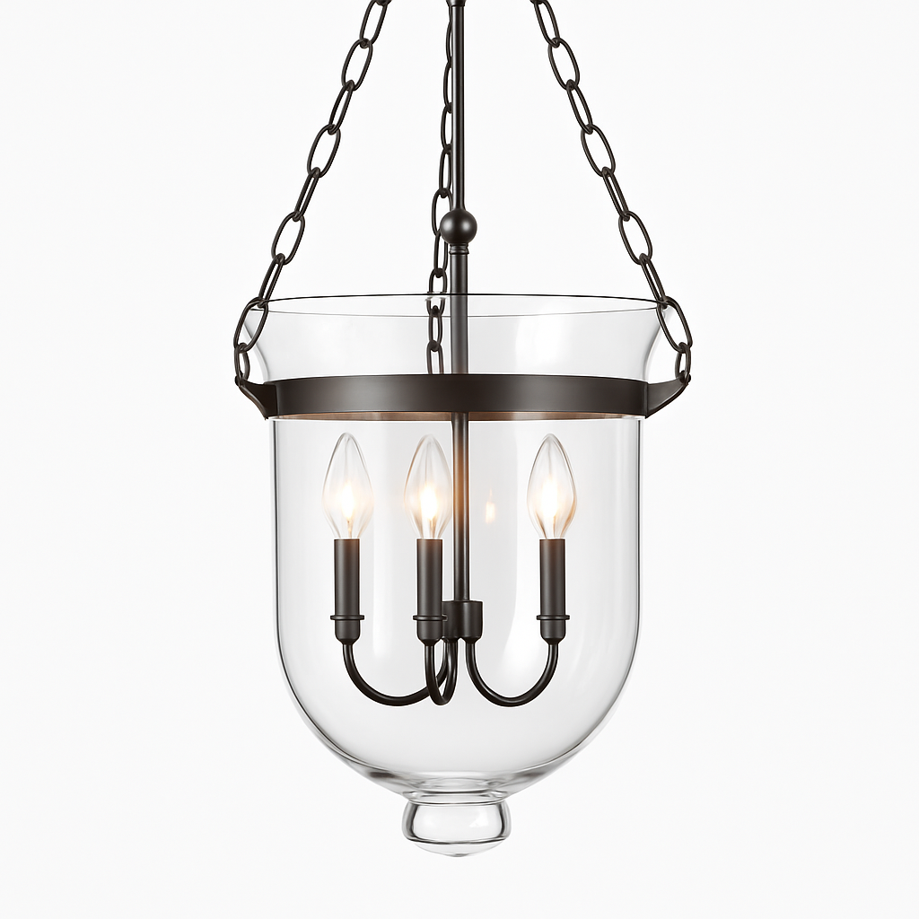 Rustic glass and metal retro pendant light