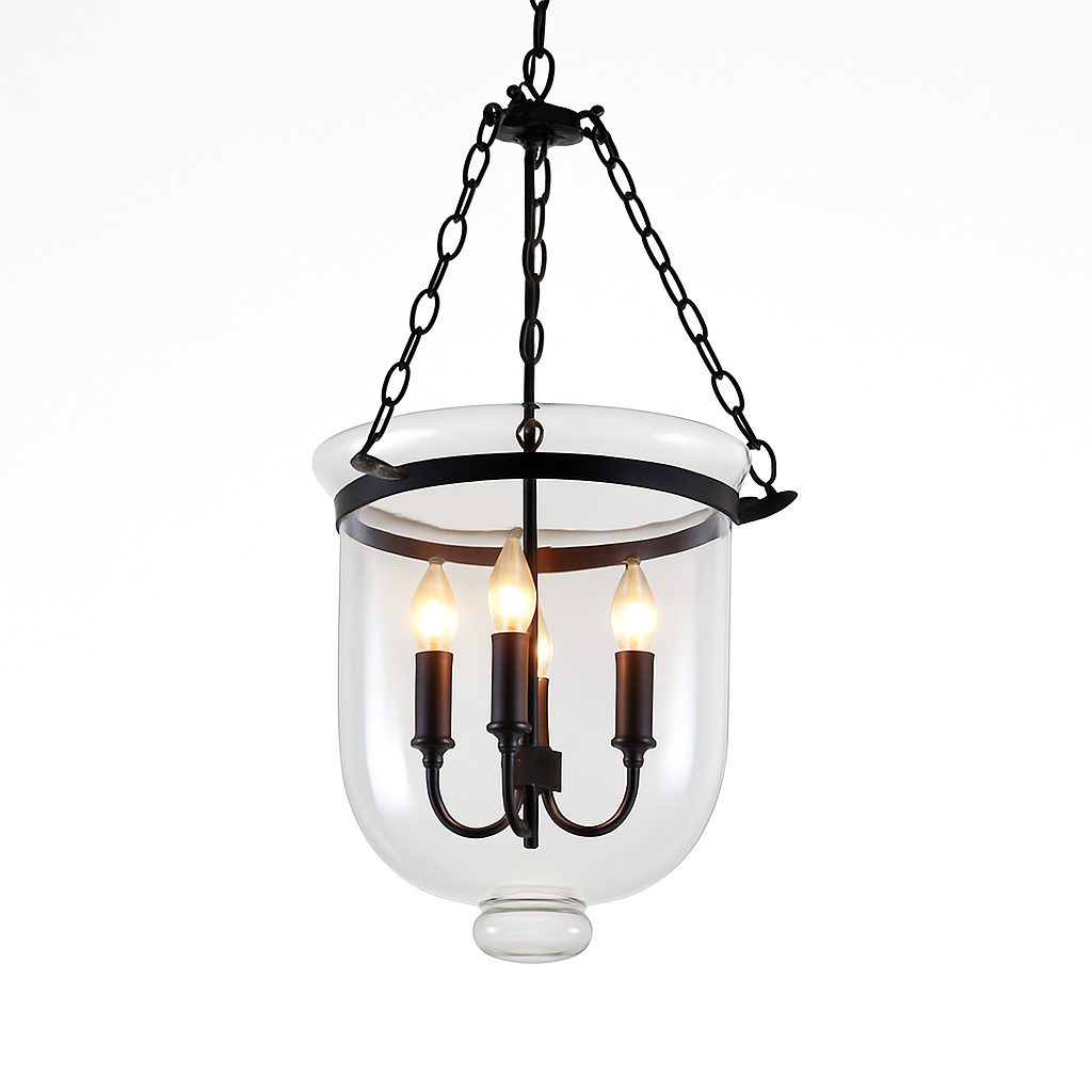 Rustic glass and metal retro pendant light - vue 3 sur 3