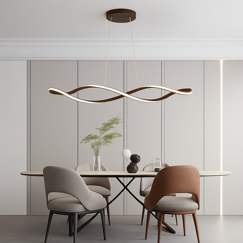 Modern LED pendant light chandelier for dining room, living room or bedroom, 92cm gold, chrome or black, remote/app control - vue 4 sur 9
