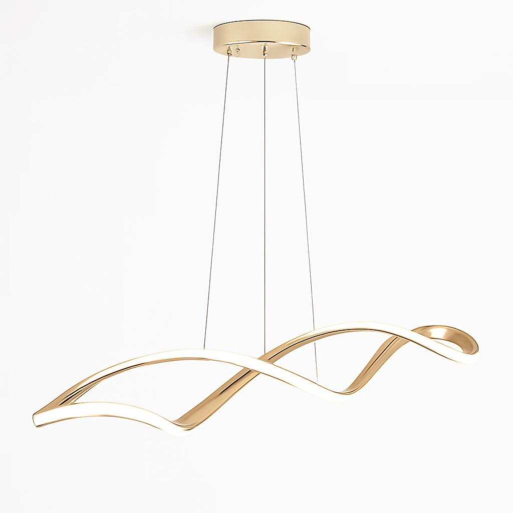 Modern LED pendant light chandelier for dining room, living room or bedroom, 92cm gold, chrome or black, remote/app control - vue 6 sur 9