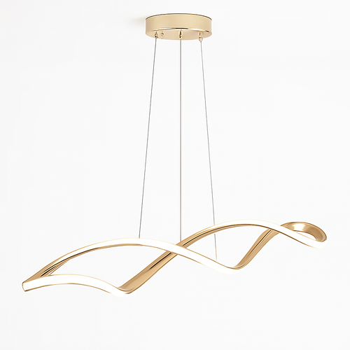 Modern LED pendant light chandelier for dining room, living room or bedroom, 92cm gold, chrome or black, remote/app control - vue 7 sur 9