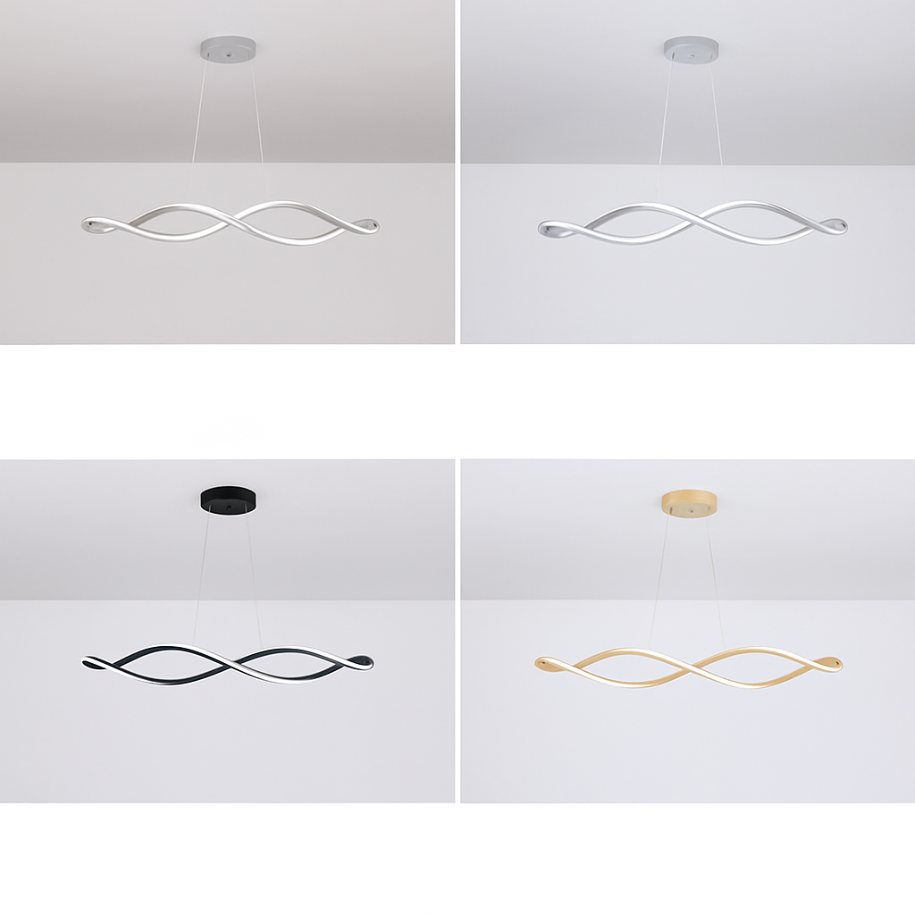 Modern LED pendant light chandelier for dining room, living room or bedroom, 92cm gold, chrome or black, remote/app control - vue 7 sur 9