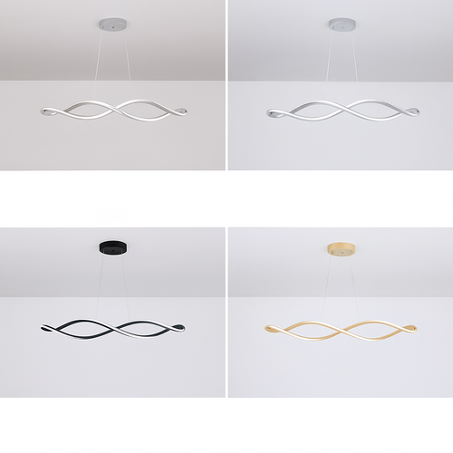 Modern LED pendant light chandelier for dining room, living room or bedroom, 92cm gold, chrome or black, remote/app control - vue 8 sur 9