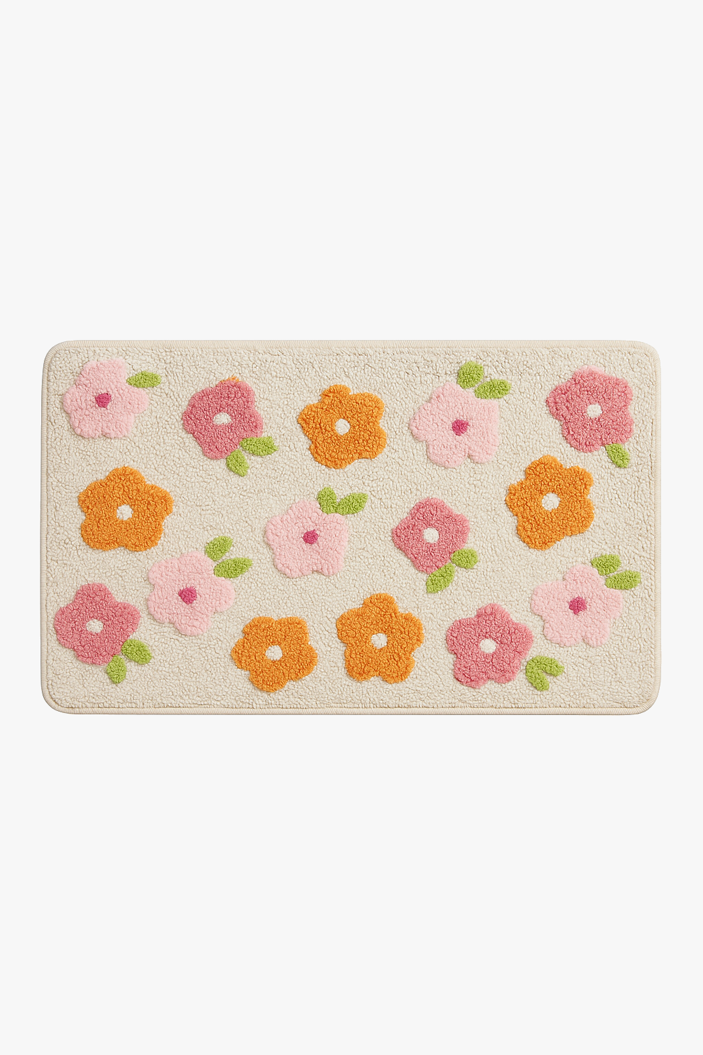 Cartoon style floral bath mat absorbent non-slip