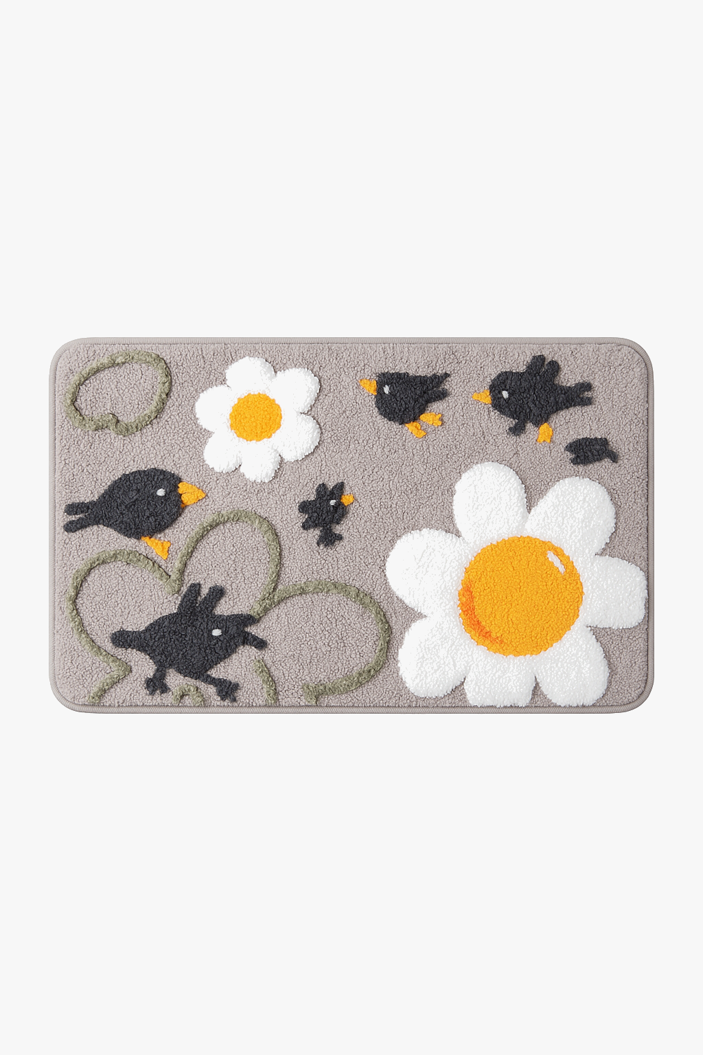 Soft absorbent non-slip floral microfibre bath mat