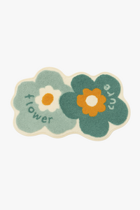 Modern floral non-slip washable microfibre bath mat