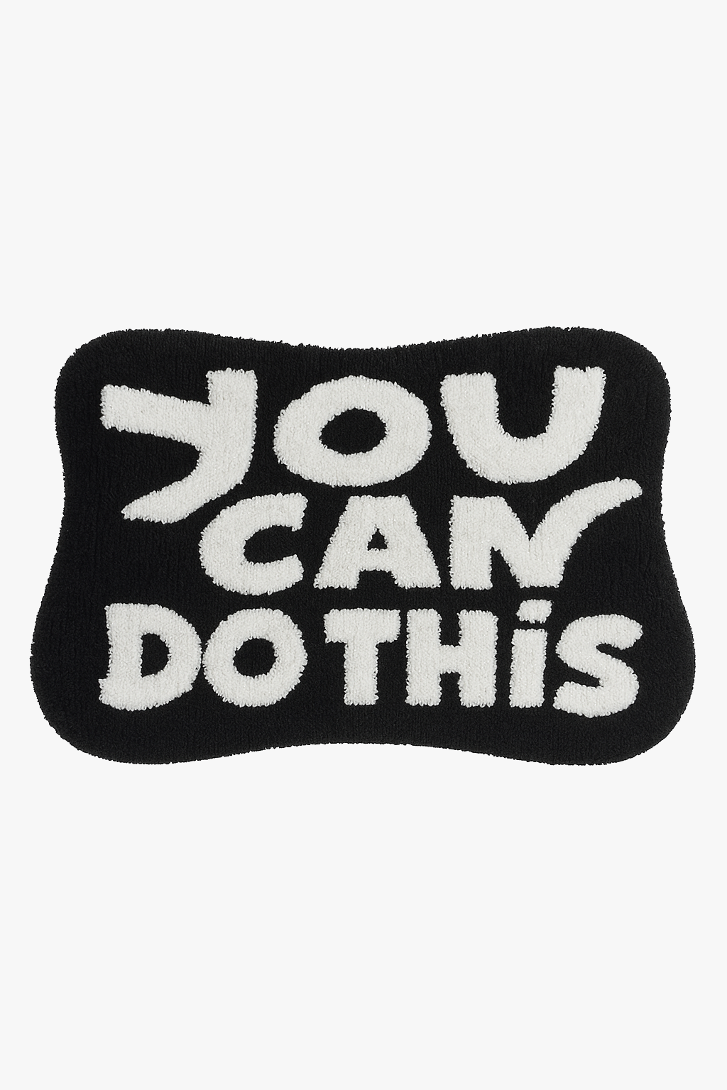 Microfibre bath mat with fun tufted text design