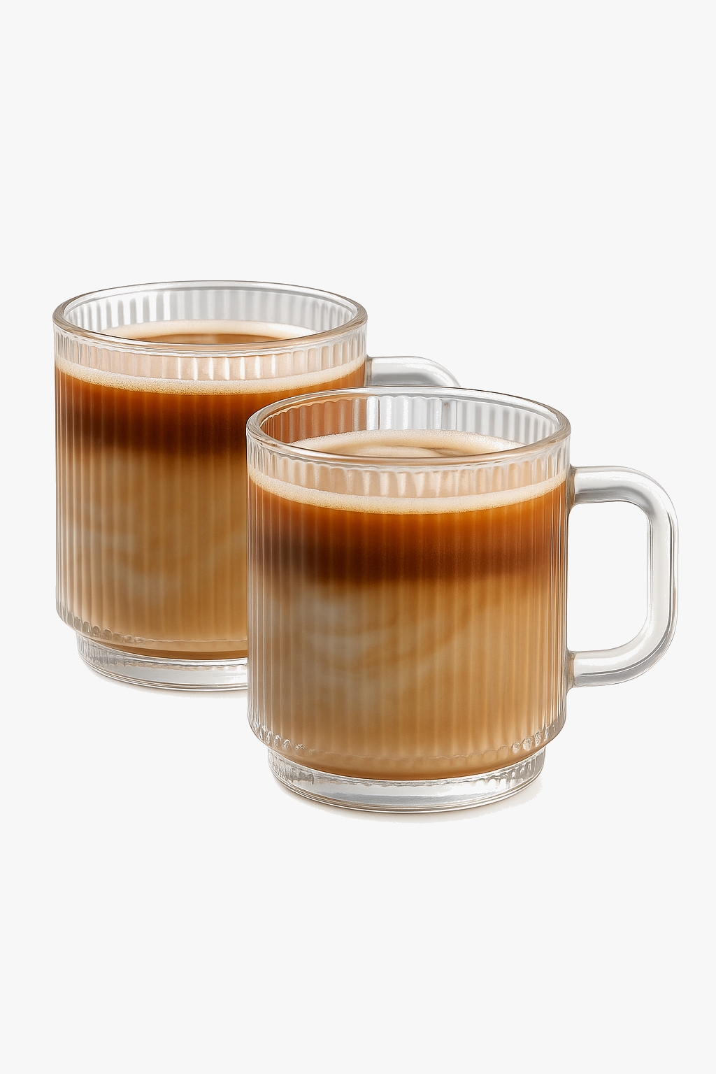 Ribbed glass mug with handle 350 ml