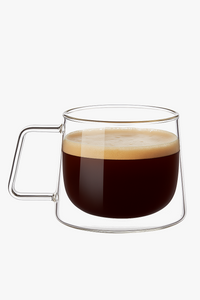 Double wall glass espresso cup 200 ml with handle