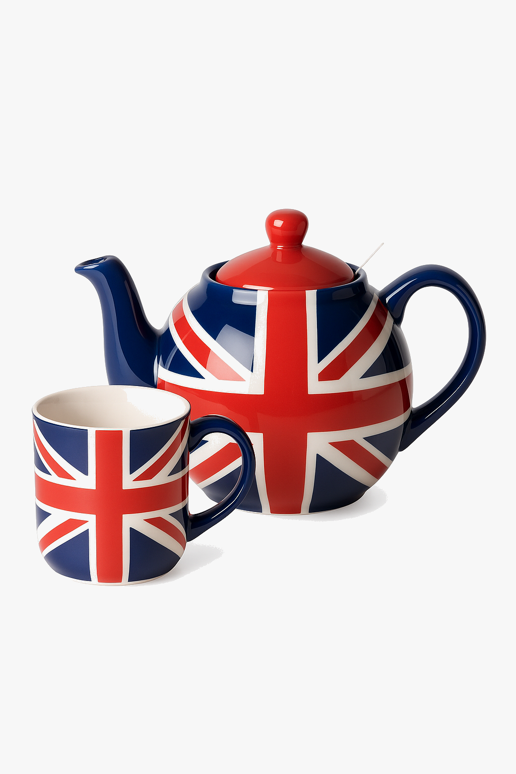 Hand-painted flag motif ceramic teapot with stainless steel infuser